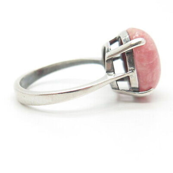 925 Sterling Silver Vintage Real Rhodochrosite Gem Ring Size 7.25 - Picture 4 of 8